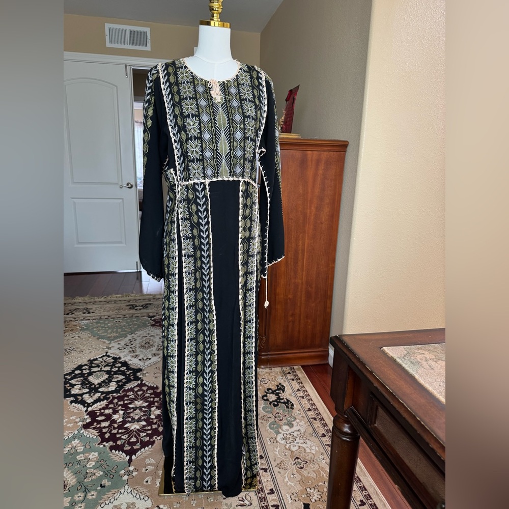 Elegant Black and Gold Embroidered Dress